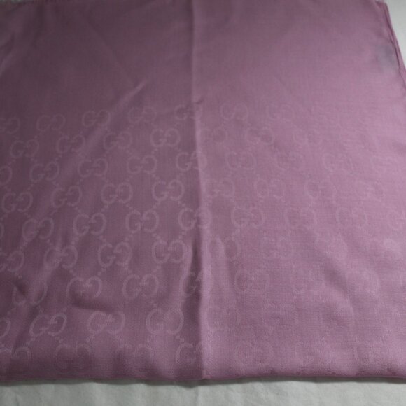 NWT GUCCI Pink Jacquard GG Wool Silk Scarf Unisex - Picture 4 of 6